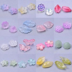 Pendant Necklaces 10pcs/Lot Color Fashion Petal Butterfly Lotus Root Handmade Glass Hand Making Earring Necklace Accessory Craft Wholesale