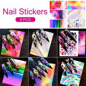 Nail Stickers 6 Pcs/Set Fire Flame Bling Stencil Hollow Fires On Manicure Art Decals Decora