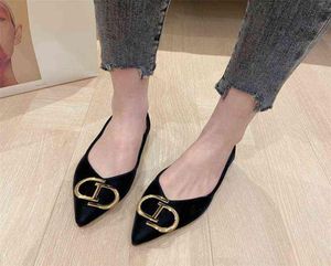 Women Women039S Spring 2022 New Soft Bottom Metal Propostedile Perial Pea Shoes4834750