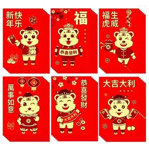 Wrap regalo 36pcs 2024 Anno cinese delle buste di tigre Reds Cartone Creative Cartoon Zodiac