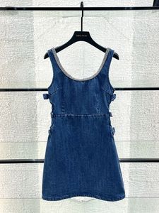 SP self-portrait Skirt Dress New diamond studded bow hollow waistband vest denim blue dress for two piece dress brand sets designer dress Bohemian dress new