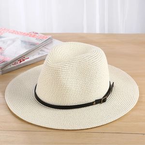 Klasik Kadın Erkekler Yaz Toquilla Straw Güneş Şapkası Zarif Bayan Geniş Brim Homburg Fedora Sunbonnet Beach Sunhat Panama Cap 240521