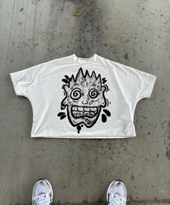Erkek Tişörtleri y2k gömlek harajuku büyük boy karikatür karakter grafik baskı kısa kollu gevşek hip hop moda yuvarlak pamuk üstleri