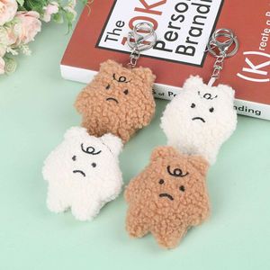 3PCS Hanging Ins Dolls Pendant Car Key Ring Keychain Doll Frustrated Bear Plush Keyring