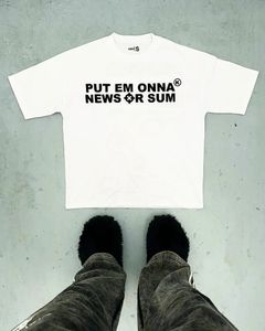 Street American Hip Hop Vintage Machine Gun Alphabet Print Oversized T-shirt for Men Y2k Harajuku Fashion Goth Style Shirt 240506
