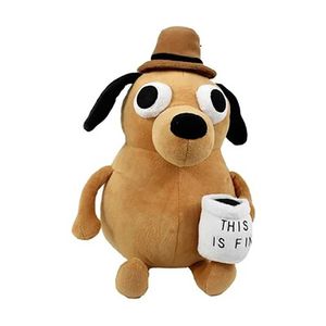 Stuffed Plush Animals Hot 25cm This is Fine Meme Dog Plush Coffee Cup Stuffed Plush Toy Q240521