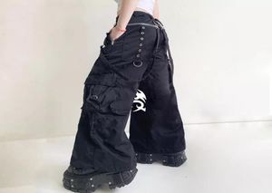 Herren S Pants Punk Style Cargo Y2K gedruckte Low -Rise -Weitbein -Hosen e Mädchen Grunge Emo Alt Kleidung Vintage Streetwear 2301048190124