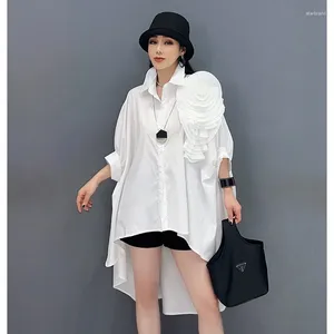 Women's Jackets Oversized Irregular Shirt For Female Solid Color Polo Collar Long Blouse Batwing Sleeve Summer Thin Outfit Cardigan Tops