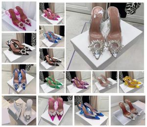 Wedding Dress Shoes 7cm 10cm Begum bowknot butterfly PVC pumps high heels AMINA MUADDI diamond shine sandals rhinestone Transparen2795047