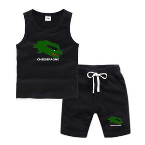 Brand Logo per bambini Stampa Sportswear Boys/Girls Casual Black T-shirt Shorts Bella ragazza che camminava sole/affascinante set da jogging