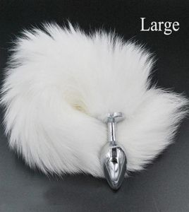 Lã artificial macia Encantadora naughty Fox Tail Metal Anal Sex Toys para casal flertar sexo adulto plug243o6286545