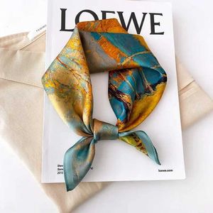 Bandanas Durag Scarf 100% Silk Bandana Womens Square Scarves Wr Kerchief Mulberry Spring Fashion Luxury High Quality Headband Scarf Shls J240516