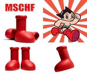 Big Red Boto Astro Boy Cartoon Boots Designer Mężczyźni Kobiety gładkie gumowe deszczowe męskie damskie okrągłe palec mody