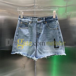 Korta jeans broderi denim kort för kvinnor designer jean byxor hög midja smala brev shorts retro stil