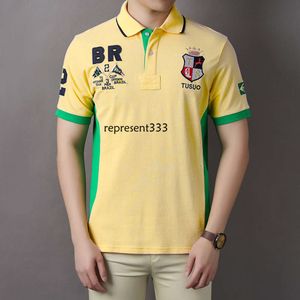 Camisa Polo Men Racing de fãs brasileiros, qualidade, luxo, camisa polo bordada de ponta, lapela de algodão puro de manga curta masculina, cores contrastantes