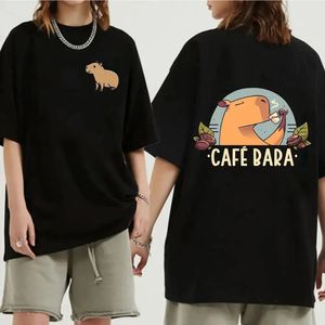 Animali divertenti Capybara Cartoon Stampa maglietta femminile Cotton Plus size Tshirt Y2K Unisex Fashion Harajuku Tees 240510