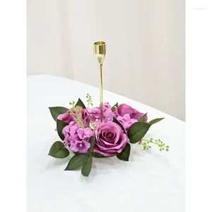 Flores decorativas 1pc Rosa artificial Hydelanda Garland Candlestick mesa de jantar Centerpieces Decor Wedding Wedding