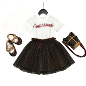 Casual classic fashion Alphabet Toddler Girls Clothing collection 100% cotton kids summer kids designer clothing hs001