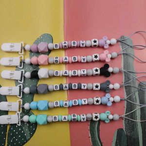 Pacifier Holders Clips# DIY Personalized Name Baby Nipple Clip Cartoon Virtual Nipple Bracket Clip Chain Accessories Customized Teeth Toy Baby Feeding d240521