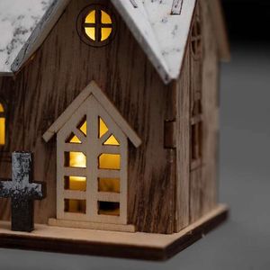 Luminous Decoration Chabin Cabina świąteczne ozdoby śniegowe Led Wooden Mini House Dollhouse Miniaturowe prezenty dla dzieci