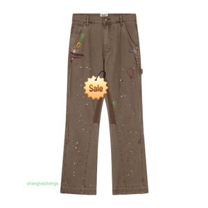 Męski Goeliy Dumpt Shorts Designer Casual Spodnie w tym samym stylu High Street Speckled Graffiti Micro Flare Pants Męs