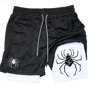 Anime Hunter X Gym Shorts 2 i 1 dubbellager för män Spider Performance Sports Fitness Workout Jogging Pants 240415