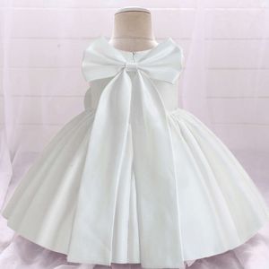 Baby Big Bow Dresses 2024 Solid Toddler Girls Birthday Princess Dress Elegant Kids Formal Prom Gown för 1 till 5 år