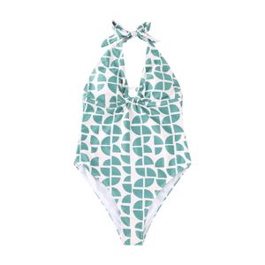 New European and American Fashion Swimsuit Women's Swimsuit Solid Sexy Green Polka Dot One Piece Swimsuit 21001