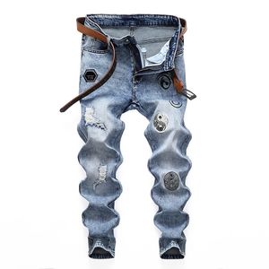 Philipe Plein Men's Jeans Luxury Brand Fashion Original Design Hip Hop Rock Moto Biker Long Pants Skull Classic High Quality Skinny Bekväm Jean Casual kläder