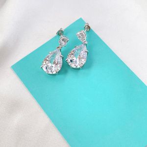 Wysokiej klasy biżuteria luksusowy personalizacja gruszki diamentowe kolczyki 925 srebrna igła mikro-rozkładana faktura na przyjęcie weselne