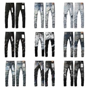 Designer Jeans Mens Jeans Mens Purple Jeans Designer Jeans Rippade raka vanliga jeans tvättade gamla långa svarta jeans staplade jeansbyxor för män svarta jeans storlek 2940