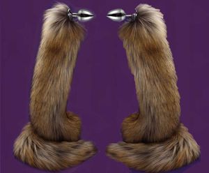 78cm Super Long Fox Tail Anal Plug Faux Fur Tail Metal Butt Plug Role