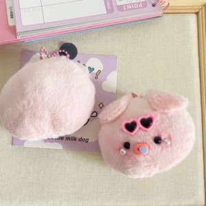 3pcs gıcırtılı güneş gözlüğü ile sevimli inci domuz peluş bebek anahtarlık yaratıcı kawaii kabarık yumuşak doldurulmuş oyuncak sırt çantası kolye çocuklar için hediye f445fe