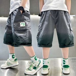 Pantaloni corti casual di carico estivo per ragazzi pantaloni corti per bambini gradiente gradiente a larga gamba dritta per 6-15 anni