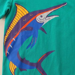 T-shirts Little maven 2024 Boys Tops Tees Shirts Animal Fish Print Little Boys Shorts Sleeve T Shirt 2 to 7years Kids Clothes Y240521VRTT