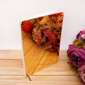 Özel akrilik ayna kapağı düğün konuk kitap kişiselleştirilmiş sonsuzluk sembol tarzı oyulmuş imza ziyaret kitabı