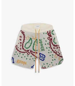 Designer Shorts Men's Shorts K589# Rhude Cashew Flower Woolen Jacquard Drawstring Shorts