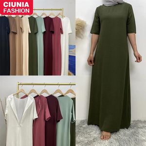 Crepe de roupas étnicas Crepe de cor sólida sob vestido interno, todos combinam com a Turquia casual manto modesto abayas muçulmanos para mulheres vestidos islâmicos