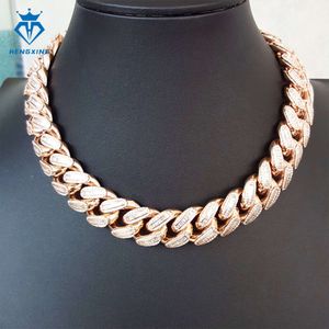 18 mm mrożone Miami Hip Hop Men Diamond Vvs Moissanite Gold Gold Iced Out Cuban Link Chain