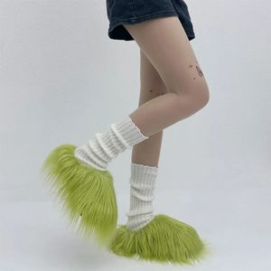 Kadın Kürk İzleyicileri Moğol Kürk Slaytlar Kış Sıcak Bulanık Flip Flops Yumuşak Açık Platform Terlik Moda Bayanlar Y2K Ayakkabı 240509