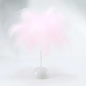 Table Lamps Lamp Feather Pink White Remote Control 4.5v Decoration Nightlights Girl Gift Birthday Wedding Decorative