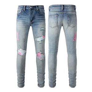 Jean Purple Jeans Marke Slim Fit Hole Ripped Biker Hosen Skinny Pant Designer Stapel Herren Damen Trendhose