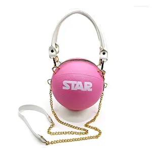 Väska mode kvinnor roliga rosa stjärn topphandtag 3.0 basket pu läder axel