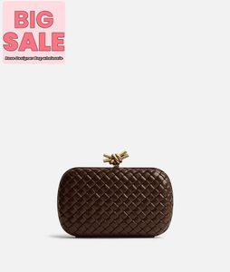 Designer Luxury Bag Knot BotegaVeneta Minaudiere clutch meticulously Crafted from soft padded Intreccio leather with signature knot detail Light brown