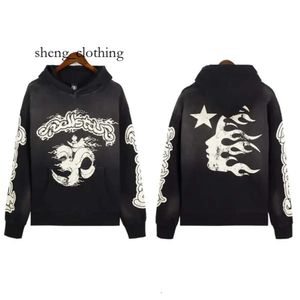 Hellstarr Polo Hoodie Designerフーディーヴィンテージストリートグラフィティスタイルハイストリートフード付きパッド付きスウェットシャツフーディー洗濯物スパイダーフーディー4469