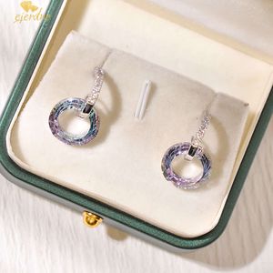 Damendesigner Swan Fantasy Crystal Zirkon Ringohrringe ohne Ohrlöcher Luxus Mädchen Sterling Sier Ohrstollen Nicht allergische Metalle Grundstil Hoop Ohrringe