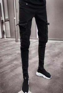 Stylish 19SS Mens Designer Jeans 2019 Spring Black Ripped Hål Design Jean Pencil Pants Pockets Hommes Pantalones3234191