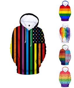 Nuovo I colori della felpa arcobaleno LGBT con cappuccio Men039s Gay Leisure Harajuku Pullover colorato con cappuccio con cappuccio Coa4628215
