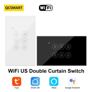 QCSmart WiFi Double Curtain US Switch Tuya Smart Life Remote Control Blinds Otturatore Roller Timer percentuale Google Home Alexa