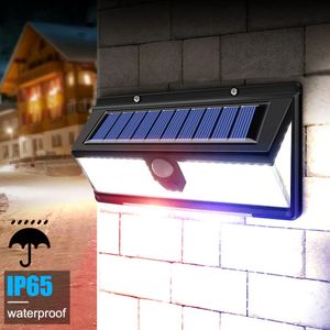 Decorazione da giardino per esterni leggera a led solare con 4 luci con 4 modalità di lavoro IP65 lampada da parete del sensore di movimento solare impermeabile